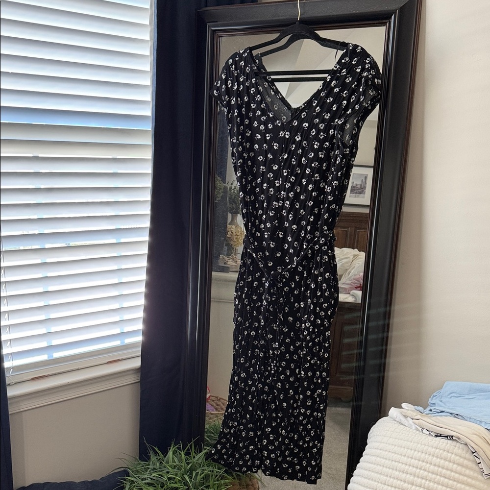 Black Floral Women's romper jumper gracemade pocketed